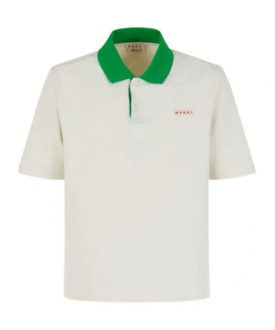 Marni Cotton Blend Polo Shirt With Contrasting Collar