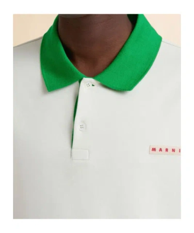 Marni Cotton Blend Polo Shirt With Contrasting Collar