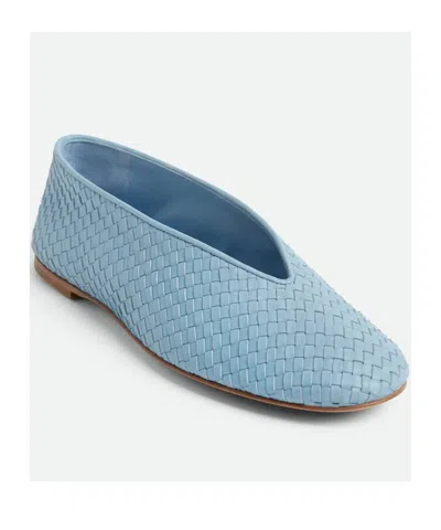 Bottega Veneta Micro Woven Nappa Leather Ballerina Flats In Blue