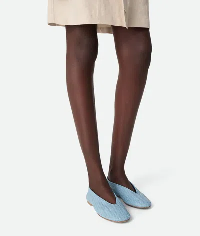 Bottega Veneta Micro Woven Nappa Leather Ballerina Flats In Blue