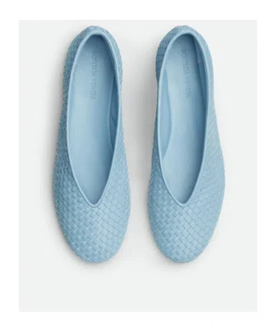Bottega Veneta Micro Woven Nappa Leather Ballerina Flats In Blue