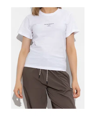 Emporio Armani Logo Printed Crewneck T-shirt In White