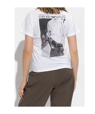 Emporio Armani Logo Printed Crewneck T-shirt In White