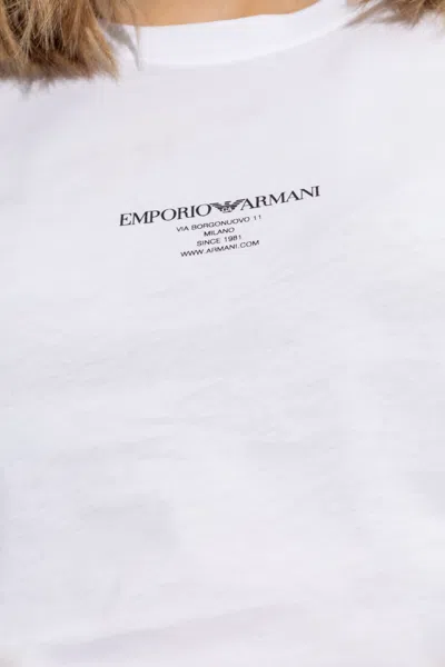 Emporio Armani Logo Printed Crewneck T-shirt In White