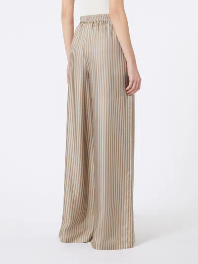 Max Mara Wide-fit Printed Silk Trousers In Brown