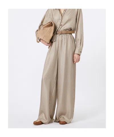 Max Mara Wide-fit Printed Silk Trousers In Brown