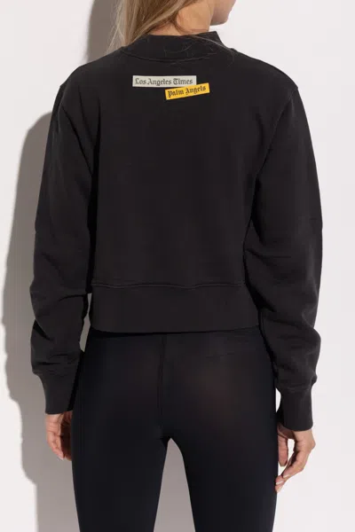 Palm Angels Text Printed Crewneck Sweatshirt In Black