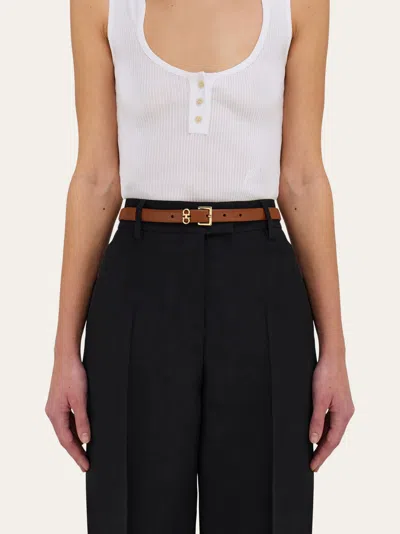 Ferragamo Gancini Buckle Belt In Brown