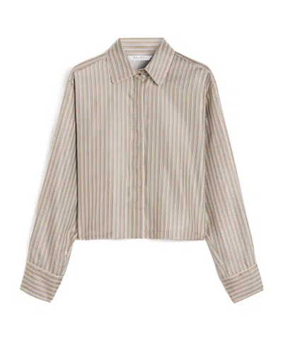 Max Mara Printed Silk Cropped Shirt In Gray