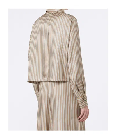 Max Mara Printed Silk Cropped Shirt In Gray
