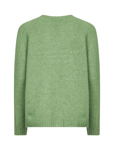 Weekend Max Mara Raglan-sleeve Ribbed Sweater In Green