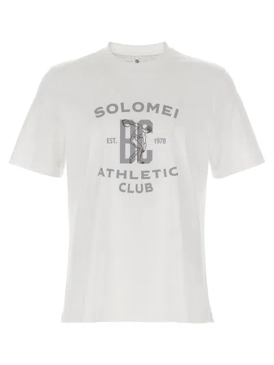 Brunello Cucinelli Crew Neck Graphic Print Short Sleeves T-shirt In Neutral
