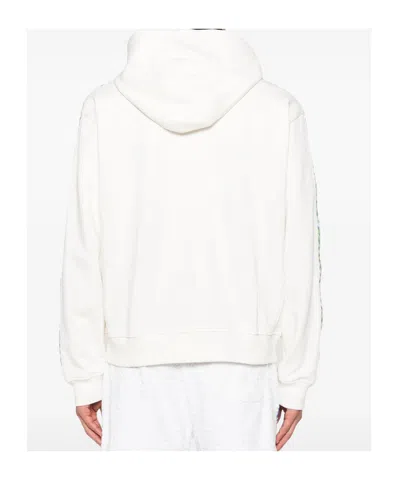 Casablanca Zip-up Hooded Sweatshirt With Patterned Accents In White