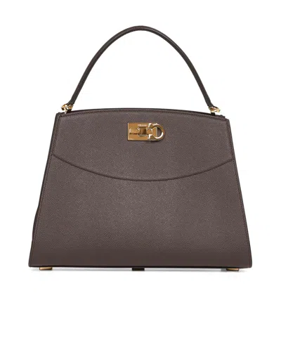 Ferragamo Gancio-clasp Hammered Calfskin Tote Bag In Brown