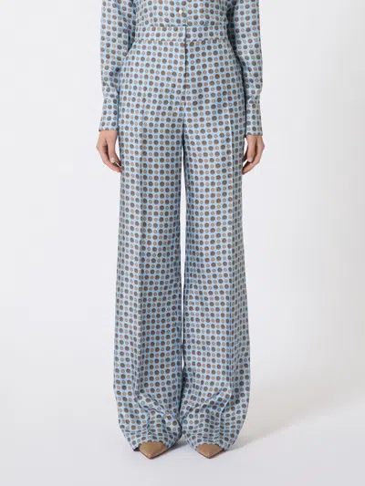 Max Mara Studio High-waist Pattern-printed Trousers In Gray
