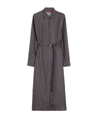 Max Mara Studio Long-sleeved Belted Dress In Black