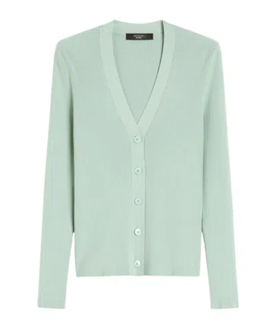 Weekend Max Mara V-neck Knitted Cardigan In Green