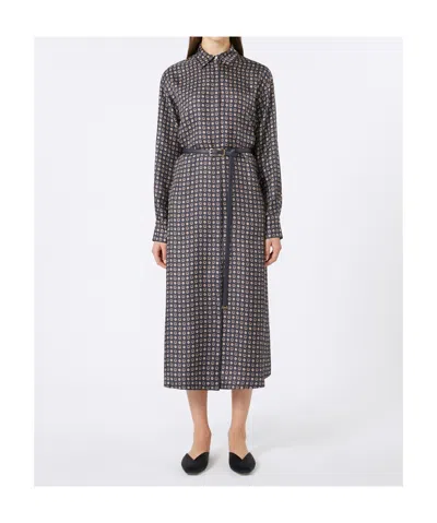Max Mara Studio Long-sleeved Belted Dress In Black