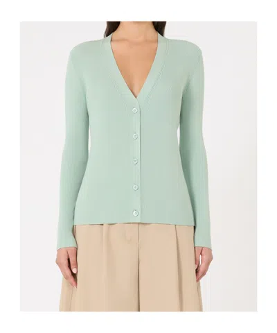 Weekend Max Mara V-neck Knitted Cardigan In Green