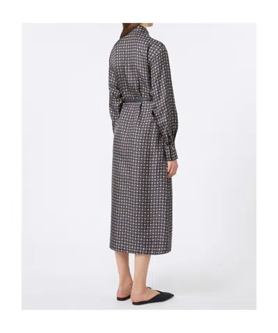 Max Mara Studio Long-sleeved Belted Dress In Black