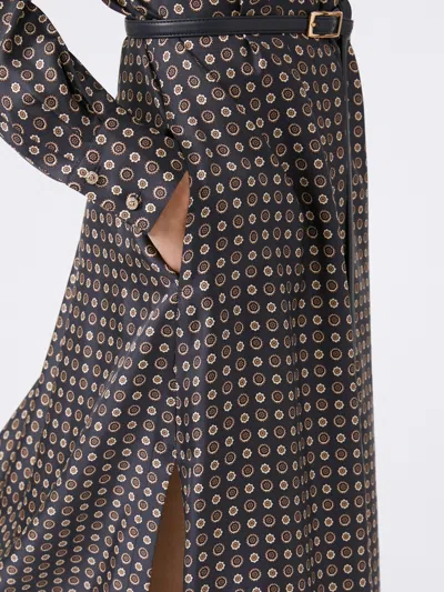 Max Mara Studio Long-sleeved Belted Dress In Black