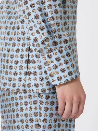 Max Mara Light Blue Printed Twill Boccale Belted Shirt In Blue