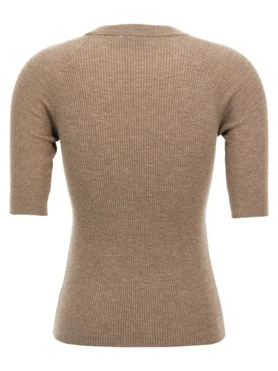 Brunello Cucinelli Crewneck Ribbed-knit Jumper In Neutral