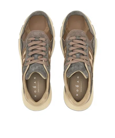 Hogan Perforated Lightweight Sneakers Rubber Sole In Gray