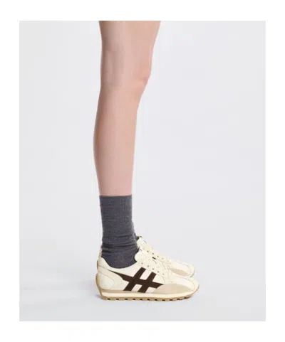 Hogan Leather Sneakers In Neutral