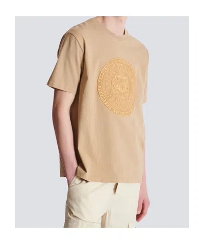 Balmain Embroidered Medallion T-shirt In Neutral