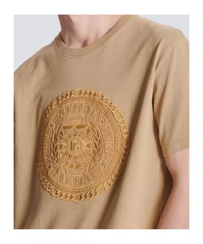 Balmain Embroidered Medallion T-shirt In Neutral