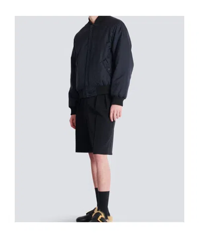 Balmain Silk Reversible Chain Bomber Jacket In Black