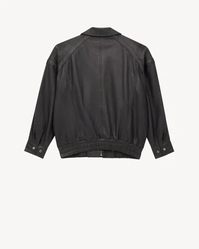 Saint Laurent Bomber Jacket In Bubbled Lambskin In Black