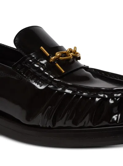 Balmain Sync Glazed Leather Loafers