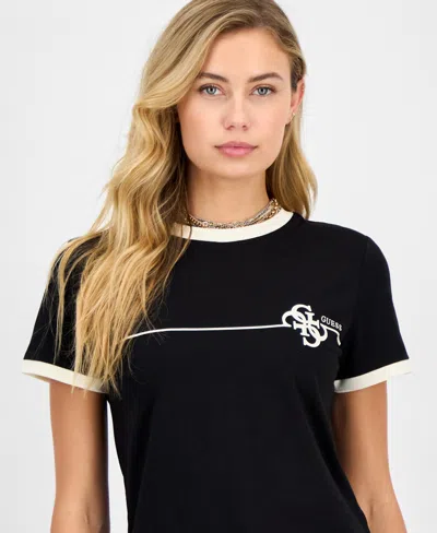 Guess Women's Carmen Tipped Logo-print T-shirt