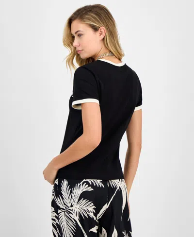 Guess Women's Carmen Tipped Logo-print T-shirt
