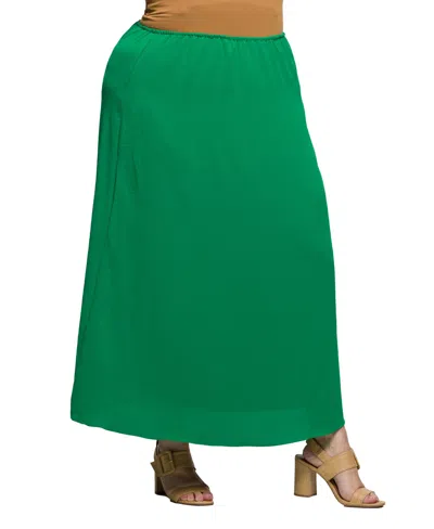24seven Comfort Apparel Plus Size Elastic Waist A-line Maxi Skirt