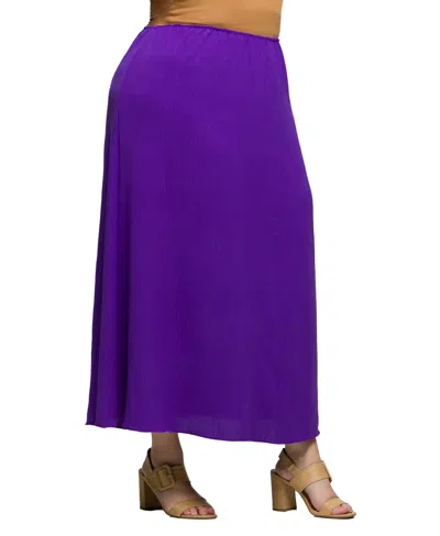 24seven Comfort Apparel Plus Size Elastic Waist A-line Maxi Skirt