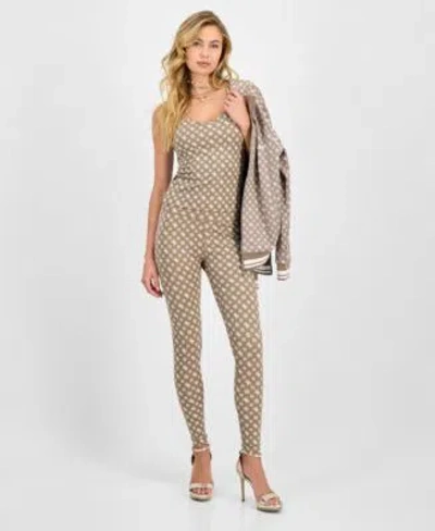 Guess Womens Peony Logo Strappy Tank Peony Logo Leggings In Gray