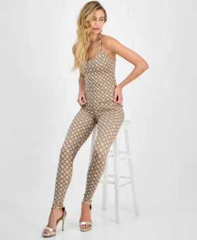 Guess Womens Peony Logo Strappy Tank Peony Logo Leggings In Gray