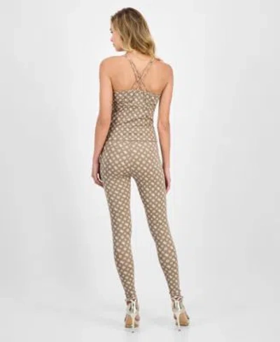 Guess Womens Peony Logo Strappy Tank Peony Logo Leggings In Gray