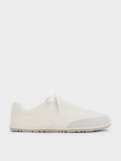 Charles & Keith - Faux Suede Two-tone Low-top Sneakers