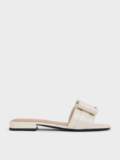 Charles & Keith - Lu Patent Leather Bow Slide Sandals