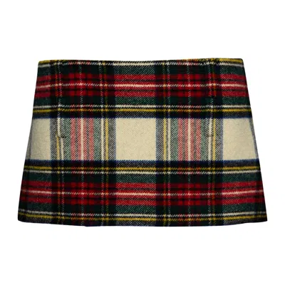 Pre-owned Miu Miu Plaid Miniskirt 'ivory' | Multi-color | Women's Size 40