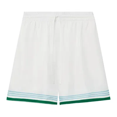Pre-owned Casablanca Metaphysical Tennis Icon Silk Shorts 'white' | Men's Size L