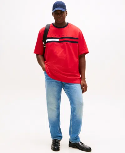 Tommy Hilfiger Embroidered Flag Stripe Logo T In Red