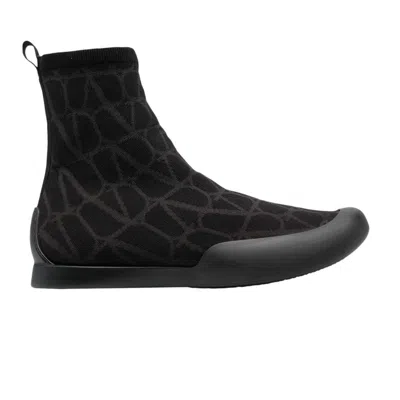 Pre-owned Valentino Garavani Valentino Valentino Toile Iconographe Cityshore Sock Boot 'black' | Men's Size 40