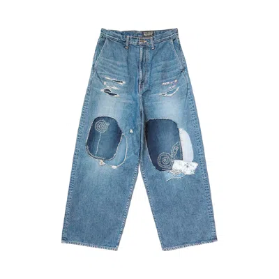 Pre-owned Kapital Hippie-champetre Remake Denim Port Baggy Pants 'indigo Processing' | Blue | Men's Size 2