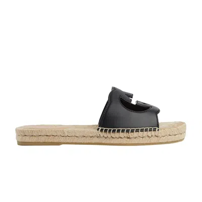 Pre-owned Gucci Interlocking G Cut-out Espadrille Sandal 'black' | Men's Size 8