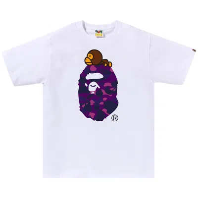 Pre-owned Bape Color Camo Milo On Big Ape Tee 'white/purple' | Men's Size L